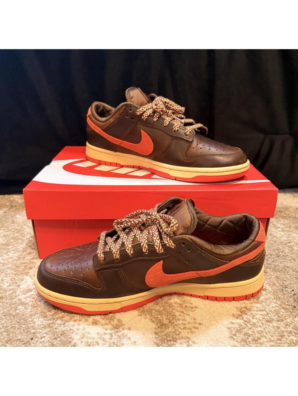 NIKE Dunk Low Retro - Light British Tan Picante Red HQ3448 Men's Size 10.5 Nikes